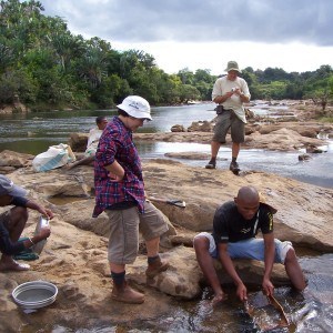 The team sampling with Pan-African Mining geological team in Madagascar. Credit: Julia Galin
