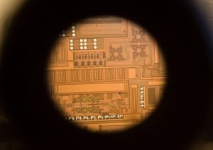 An example of the microchip that will be inserted into retinas to help restore sight. Credit: NICTA